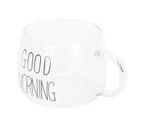 OVAQUIXI Glass Coffee Mug, Borosilicate Glass with Ergonomic Handle, Wide Open Coffee Cup for Milk, Hot or Cold Beverages, Ideal for Home and Office (Black Label)