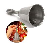 OVAQUIXI Hand Bell, Zinc Alloy Classic Counter Service Bell with Loud Clear Sound for Restaurant Bar Classroom Office Events (Ancient tin Silver)