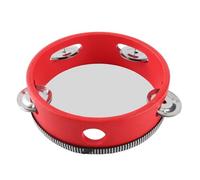 OVAQUIXI Hand Tambourine with Jingles for Children Music Learning, Compact Wooden Drum Perfect for Performances and Leisure Activities (6 Inch Red)