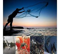OVAQUIXI Hand Throw Fish Net Nylon Steel Weighted Cast Net Dense Mesh Sinking Trap for Shrimp Crab Crayfish in Lake River Ocean for Small Catch Fishing (#2)