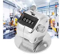 OVAQUIXI Handheld Tally Counter 4-Digit Aluminium Alloy Easy Carry Silver with Base for Attendance and Data Statistics