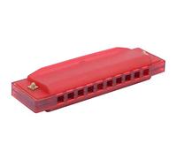 OVAQUIXI Harmonica for Kids, Colorful Translucent 10 Hole Musical Instrument with Storage Box, Great Music Lovers, ABS Material, Choose From Green, Crimson, Pink (Dark Red)