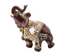 OVAQUIXI Lucky Feng Shui Elephant Statue Wooden Good Fortune and Prosperity for Home Decor Wood grain large size