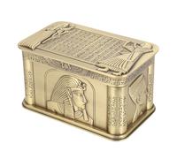 OVAQUIXI Metal Jewelry Box, Small Egyptian Theme Trinket Organizer with Soft Velvet Lining for Jewelry Storage