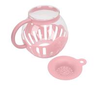 OVAQUIXI Microwave Popcorn Popper, Borosilicate Glass Popcorn Maker 2.13L with Handle and Dual Function Lid, Kernel Sifter Design for Movie Night Home Theater Party Snack (Pink)