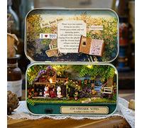 OVAQUIXI Mini Dollhouse, DIY Dollhouse, Handmade Playset with Mini Power Switch, Street Corner Theme, Home Decoration and Idea, Wood+Cloth+Paper+Resin+Plastic (Pastoral Notes)