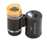 OVAQUIXI Mini Microscope 60x Magnification with LED Lamp UV Light for Money Detection and Banknote Identification (9882(RD)2 black)