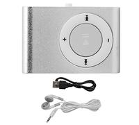 OVAQUIXI Mini MP3 BackClip Player, Portable Digital Music Media Player with Earphone and USB Cable for Outdoor Activities (Silver)