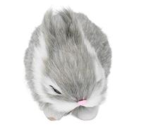 OVAQUIXI Mini Plush Bunny, Artificial Fur Soft Doll 5.1 Inch Hyper Realistic Miniature Stuffed Animal for Table Garden Decor Kids Holiday Birthday Gift (Grey)