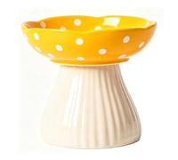 OVAQUIXI Mushroom Elevated Ceramic Cat Bowl, Whisker Safe