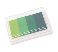 OVAQUIXI Non Ink Pad, Sponge Stamp Ink with 5 Gradient Colors, for DIY Scrapbook Photo Album Greeting Cards (Green Gradient)