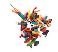 OVAQUIXI Parakeet Chewing Toy, Colorful Natural Wooden Blocks with Cotton Rope, Safe Interactive Bird Toy for Macaws and Parrots (Thick rope style)