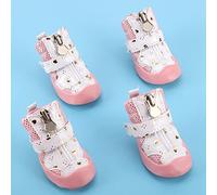 OVAQUIXI Pet Dog Shoes Soft Puppy Boots with Breathable Mesh and Polyester Upper Non Slip Sole Adjustable Zipper Closure 4 Pcs for Daily Walking Running Hiking Climbing (Number 2(13 X 2.9 X 1.5cm /