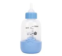 OVAQUIXI Pet Milk Bottle with Footprint Pattern Cover, 100ml Capacity, Safe Silicone Material, Ideal for Orphans and Newborn Pets (Blue)