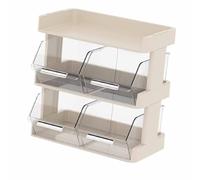 OVAQUIXI Plastic Tea Bag Organizer, 3 Tier Storage Shelf with Adjustable Partitions for Tea Bags Coffee Capsules Kitchen Office (3 Layer 30x17x29.5cm)