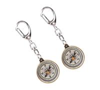 OVAQUIXI Pocket Compass Keychain Vintage Zinc Alloy Mini Navigation Tool 7 X 2.5 X 0.8cm Lightweight Clip On Design for Hiking Camping Backpack Travel Outdoor Use