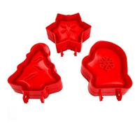 OVAQUIXI Portable PP Plastic Hand Pie Dough Presser 3 Shapes Mini Pocket Pie Molds for Picnic Lunch (Red)