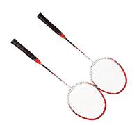 OVAQUIXI Practice Badminton Racket Aluminum Alloy Badminton Racquet 2 Pack Lightweight Frame Comfortable Handle with Storage Bag for Gym Training Family Games and Beginners (Red)