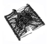 OVAQUIXI Precise Beads Hair Comb Stylish Double Slide Stretchy Clips for Ladies Party Hair Styling, Easy to Put in and Adjustable for Comfort, Great for All Types and Everyday Hairstyles (Black)