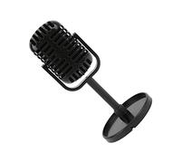 OVAQUIXI Prop Microphone Toy Plastic Fake Microphone 3.1 X 6.5 X 2 in Lightweight Portable with Base Pad for Photography Props Dance Shows Kids Role Play Stage Rehearsal (Black)