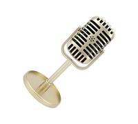 OVAQUIXI Prop Microphone Toy Plastic Fake Microphone 3.1 X 6.5 X 2 in Lightweight Portable with Base Pad for Photography Props Dance Shows Kids Role Play Stage Rehearsal (Gold)