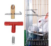 OVAQUIXI Rabbit Water Nipple Drinker Set Copper and Plastic Automatic Drinking Fountain 100PCS with Tee Pipe Spring and Paster for Rabbit Farm Guinea Small Animals (Copper duckbill drinking