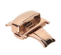 OVAQUIXI Replacment Stainless Steel Watchband Butterfly Clasp, Push Button Butterfly Buckle for Leather Watch Bands Straps in Rose Gold (18mm / 0.71in)