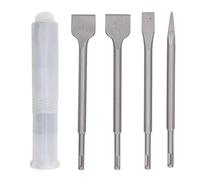 OVAQUIXI SDS Plus Chisel Set 4PCS - Chrome Vanadium Steel Point & Flat Chisels for Concrete/Brick, Heavy Duty Rotary Hammer Accessories (250mm/9.8in)