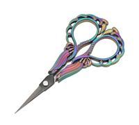 OVAQUIXI Sewing Scissors Fine Tip Retro Design Small Scissors for Precision Cutting Paper and Thread, Perfect for Embroidery and Needlework, Chrome Vanadium Stainless Steel, 1 Unit (Colorful Ti Color)