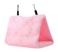 OVAQUIXI Soft Plush Hammock for Birds, Warm Hanging Cage Tent with Bilateral Hooks, Comfortable Pet Bed for Parrots Budgerigars Lovebirds Cockatiels (Pink)