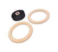 OVAQUIXI Solid Birch Wood Gymnastics Rings, Non Slip Pull Up Rings for | 9.25x1.38 Inches Each Ring, 450cm Adjustable Strap, Suitable for Pull Up Bar or Beam, Beginner to Advanced Indoor Outdoor Use