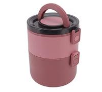 OVAQUIXI Stackable Lunch Box Plastic Adult Box 1600ml 2 Tier Leakproof Heat Preservation with Spoon Microwave Ready for Home Office Travel (West Asia Red)