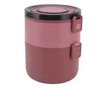 OVAQUIXI Stackable Lunch Box Plastic Adult Box 1600ml 2 Tier Leakproof Heat Preservation with Spoon for Home Office Travel Food Storage (West Asia Red)