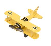 OVAQUIXI Vintage Airplane Model, Planes Toy Metal Retro Biplane Decor for Home Office Wall Hanging Ornament (Yellow)