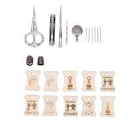 OVAQUIXI Vintage Sewing Tool Set, Solid Wood and Stainless Steel, Embroidery Scissors and Needles for Knitting and Quilting Enthusiasts