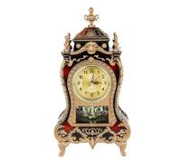 OVAQUIXI Vintage Table Clock Antique Desk Clock Retro Wall Clock with 12 Musical Chimes for Home Office Hotel Decoration (Brown Red)