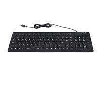 OVAQUIXI Wired Portable Spanish Keyboard, Silicone Keyboard with 105 Keys, Foldable, USB Wired, Quiet Design, for PC Laptop, Water proof Dust proof Design, Black