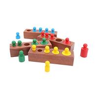 OVAQUIXI Wooden Cylinder Socket Block Set Montessori Sensory Toy for Logical Thinking Development Baby