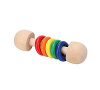 OVAQUIXI Wooden Rattle with Colorful Rings, Medium-Sized Handle, 360-degree Smooth, Attracts Attention and Comforts Babies, Ideal for Sensory Development, Suitable Age 3 Months+ - Rattle Toy (#2)