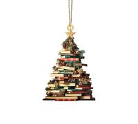 OVARA 3pc Christmas Tree Pendant Personalized Gifts for Book Lovers, Book Lover's Tree Ornament, Acrylic Tree Ornament Gift for Her Librarian - 2D Flat Printed Acrylic Ornament