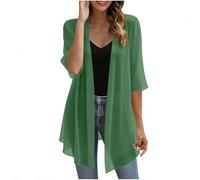 OVARA Chiffon Cardigans for Women Lightweight Sheer Long Summer Cardigan 3/4 Sleeve Open Front Beach Cover Ups Ladies Elegant Casual Loose Longline Thin Cardigan Tops