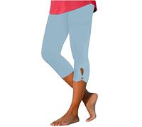 OVARA Cropped Trousers for Women 3/4 Length Capri Leggings Slim Fit Stretch Summer Pants Lightweight Casual Plain Three Quarter Pedal Pusher Crop Yoga Pants