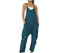 OVARA Dungarees for Women,Summer Casual Loose Strap Jumpsuits with Pockets Ladies Plain Soft Baggy Dungarees Comfy Classic Solid Color Overalls for Daily Going Out Vacation