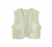OVARA Embroidered Waistcoat Women Open Front Sleeveless Cardigan Vintage Casual Floral Crochet Waistcoats Ladies Loose Fit Sleeveless Vest Jacket