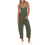 OVARA Ladies Dungarees Summer Jumpsuit for Women UK Casual Loose Fit Plain Sleeveless Overalls Plus Size Spaghetti Straps V-Neck Romper Playsuit
