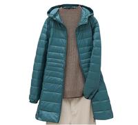 OVARA Ladies Longline Puffer Coat Lightweight Quilted Jacket with Hood Winter Warm Women's Outdoor Down Jackets Zip Up Long Sleeve Thermal Long Puffer Parka Jackets