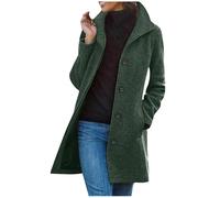 OVARA Ladies Longline Wool Coats Elegant Single-Breasted Trench Coat Plus Size Solid Color Lapel Long Winter Jacket Peacoat Outdoor Thermal Overcoat with Pocket