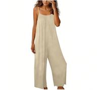 OVARA Playsuits for Women UK Wide Leg Harem Jumpsuit Summer Beach Romper Spaghetti Straps Scoop Neck One Piece Ladies Overalls Plus Size Wide Leg Jumpsuits