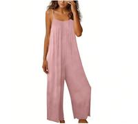 OVARA Playsuits for Women UK Wide Leg Harem Jumpsuit Summer Beach Romper Spaghetti Straps Scoop Neck One Piece Ladies Overalls Plus Size Wide Leg Jumpsuits