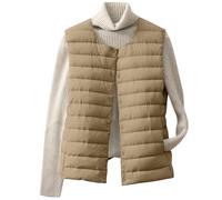OVARA Puffer Gilet Women Lightweight Body Warmer Thermal Vest Ladies Sleeveless Down Quilted Jacket Button Up Round Neck Plain Casual Padded Gilets